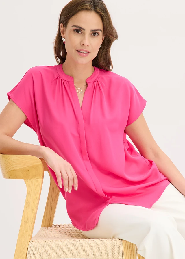 Blouse met korte mouwen en blinde knoopsluiting • pinklady • product-page.page-title-suffix