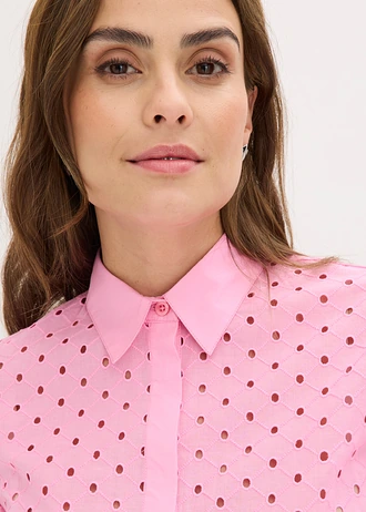 Blouse met broderie anglaise • roze • bonprix online shop