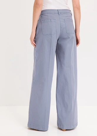 Pantalon large et extensible, Couleur: bleu fumé