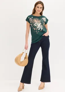 T-shirt 100% coton • vert profond imprimé • Boutique bonprix