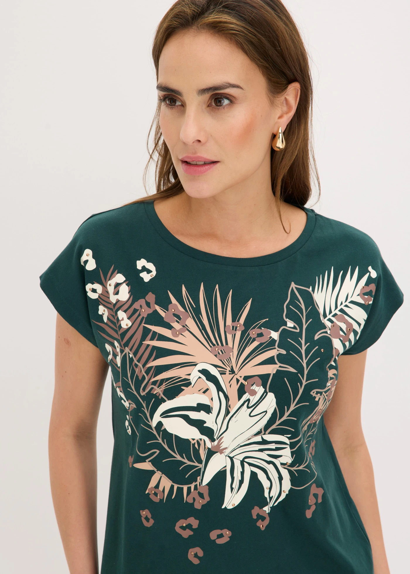 Shirt van biologisch katoen • diepgroen met print • bonprix online shop