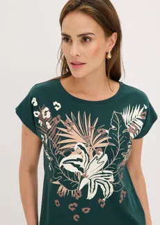 T-shirt 100% coton • vert profond imprimé • Boutique bonprix