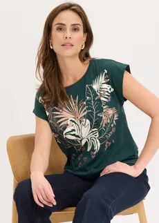T-shirt 100% coton • vert profond imprimé • Boutique bonprix