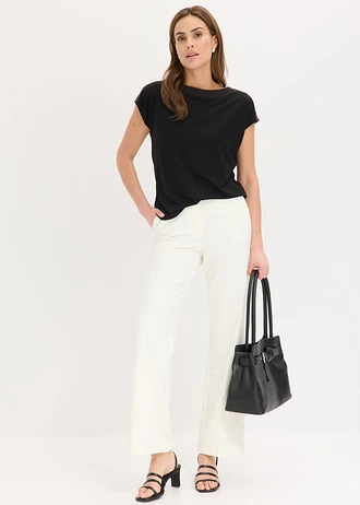 Bluză tricot cu inserție de satin • negru • magazin bonprix