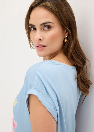 T-shirt à empiècement tissé • bleu clair • Boutique bonprix