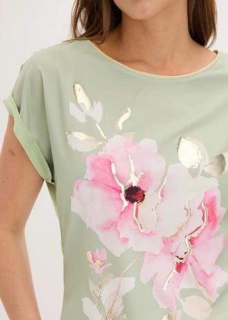 T-shirt à empiècement tissé • vert pâle • Boutique bonprix