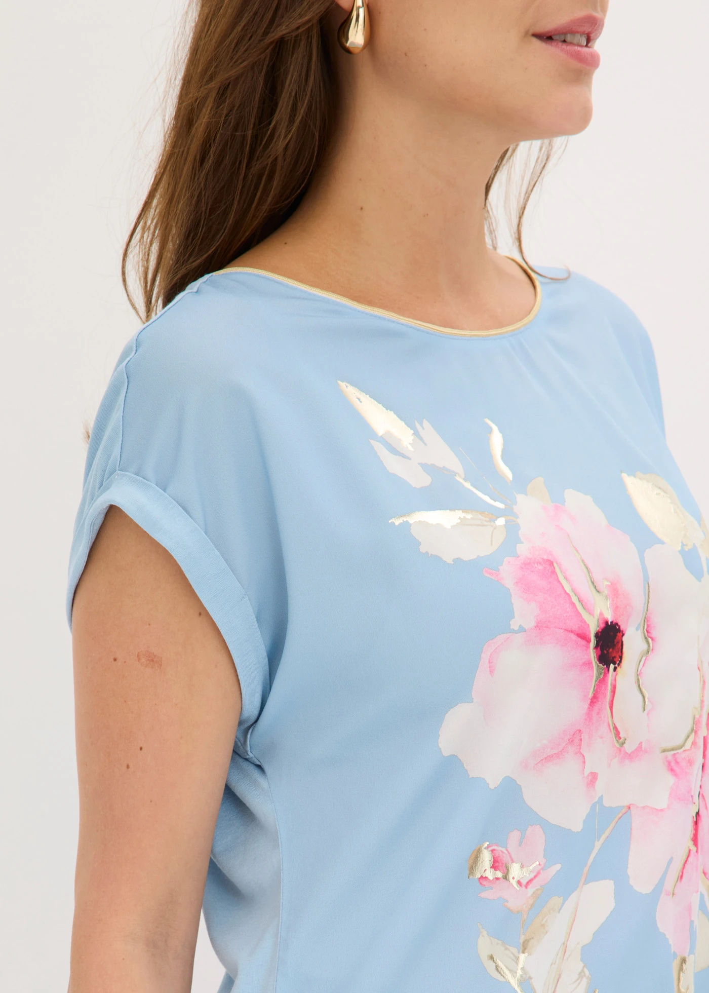 T-shirt à empiècement tissé • bleu clair • Boutique bonprix