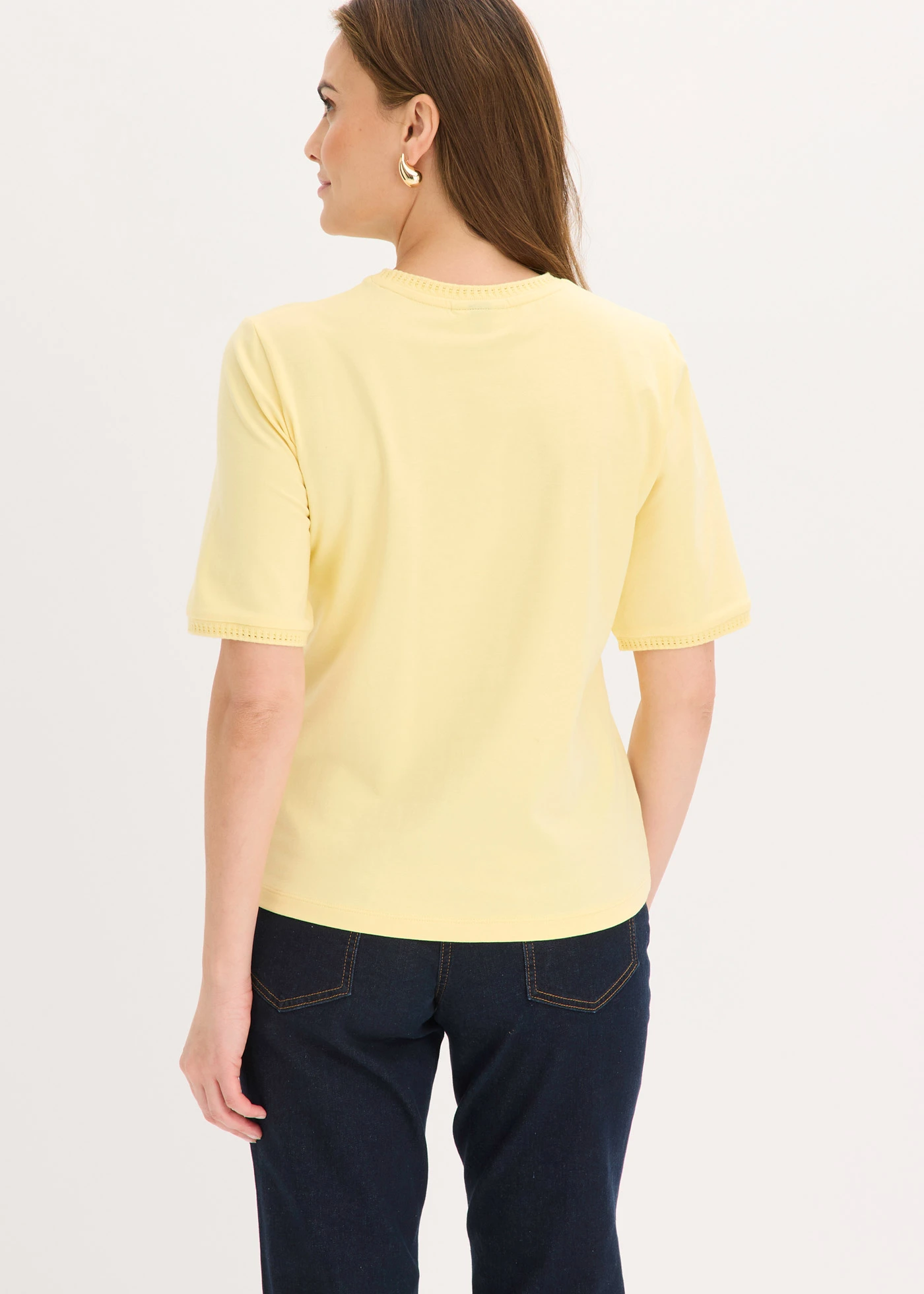 Shirt met kanten rand • lichtgeel • bonprix online shop