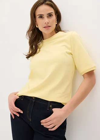 Shirt met kanten rand • lichtgeel • bonprix online shop