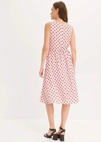 Robe midi avec lien à nouer • rose cendré pois marron • Boutique bonprix