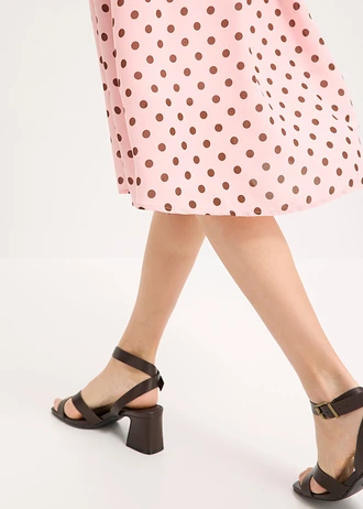 Robe midi avec lien à nouer • rose cendré pois marron • Boutique bonprix