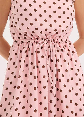 Rochie midi cu cordon • roz cenușiu/maro cu buline • magazin bonprix