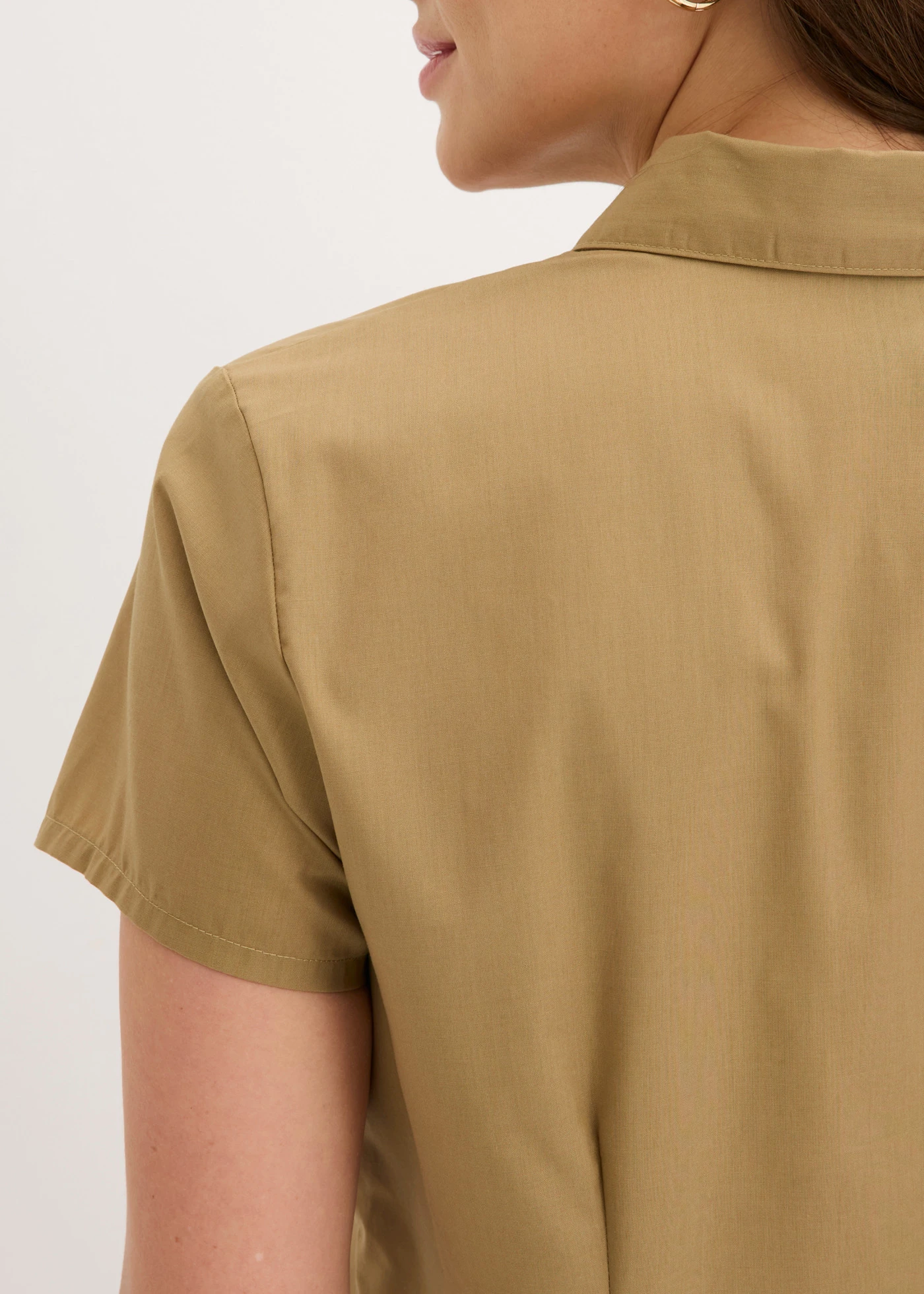 Halenka s krátkým rukávem, z popelínu • khaki hnědá • bonprix obchod
