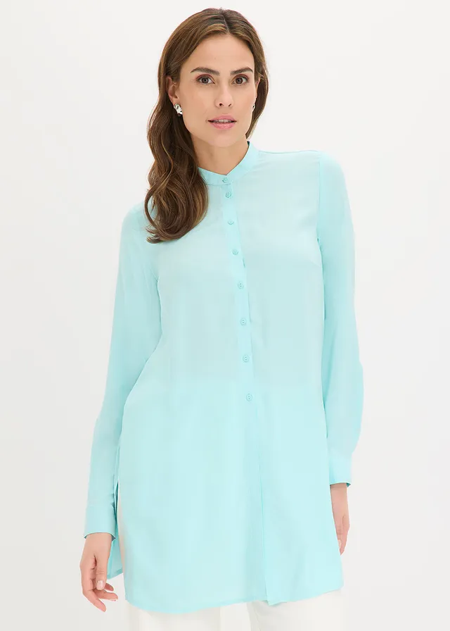 Lange blouse van viscose • aquablauw • product-page.page-title-suffix