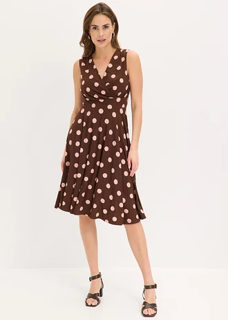 Robe en jersey à pois, Couleur: marron pois rose cendré