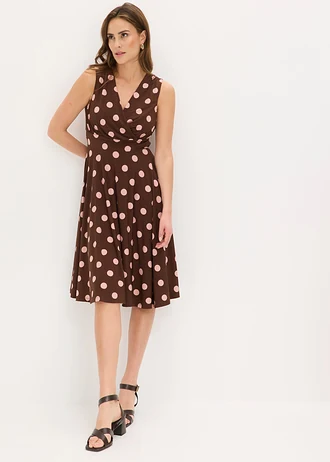 Robe en jersey à pois, Couleur: marron pois rose cendré