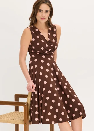 Robe en jersey à pois • marron pois rose cendré • Boutique bonprix
