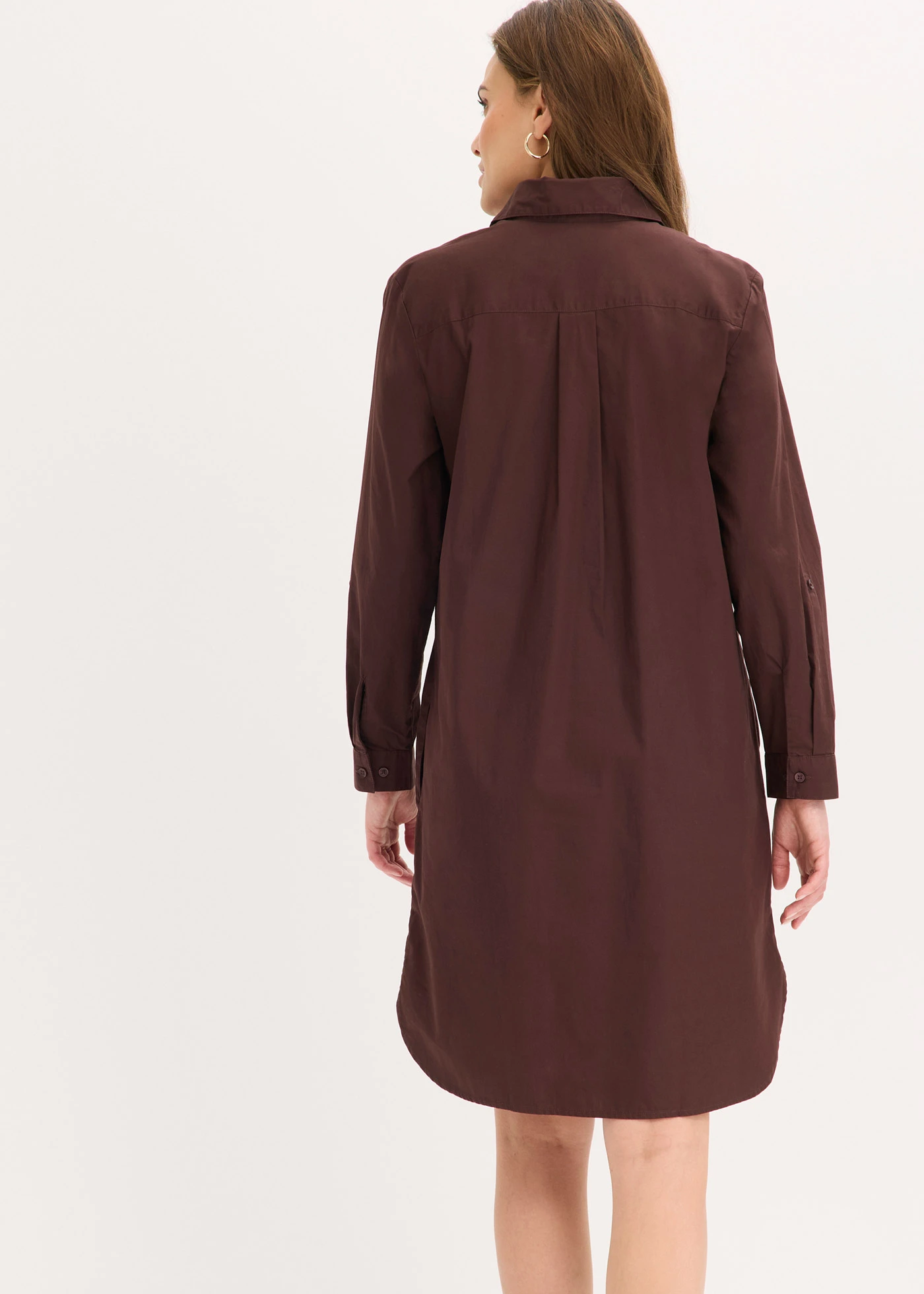 Rochie-cămașă din poplin de bumbac • maro închis • magazin bonprix