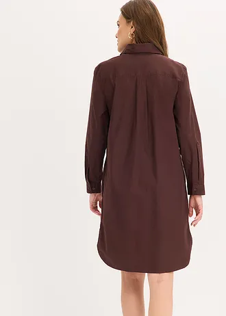 Rochie-cămașă din poplin de bumbac • maro închis • magazin bonprix