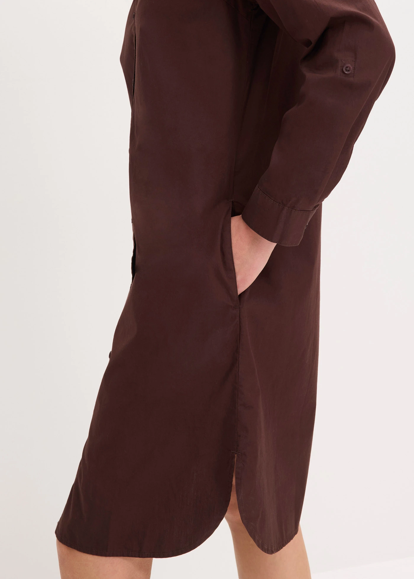 Rochie-cămașă din poplin de bumbac • maro închis • magazin bonprix