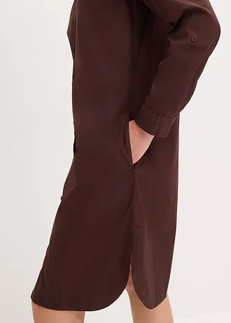 Rochie-cămașă din poplin de bumbac • maro închis • magazin bonprix