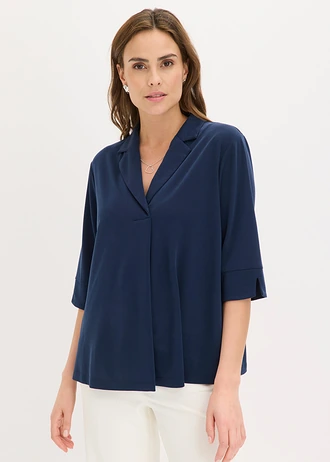 Tunika z lejącej wiskozowej piki • ciemnoniebieski • sklep bonprix