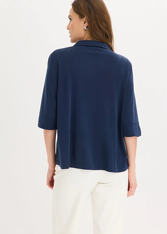 Bluză gen tunică din material piqué fluid cu viscoză • bleumarin • magazin bonprix