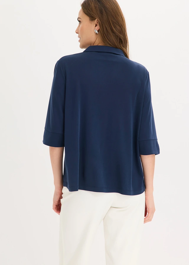 Tunique fluide en maille piquée de viscose • bleu foncé • product-page.page-title-suffix