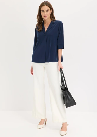 Bluză gen tunică din material piqué fluid cu viscoză • bleumarin • magazin bonprix