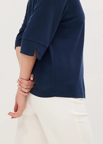 Bluză gen tunică din material piqué fluid cu viscoză • bleumarin • magazin bonprix
