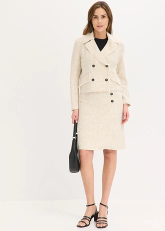 Rok van katoenjacquard met linnen • lichtsand gebloemd • bonprix online shop