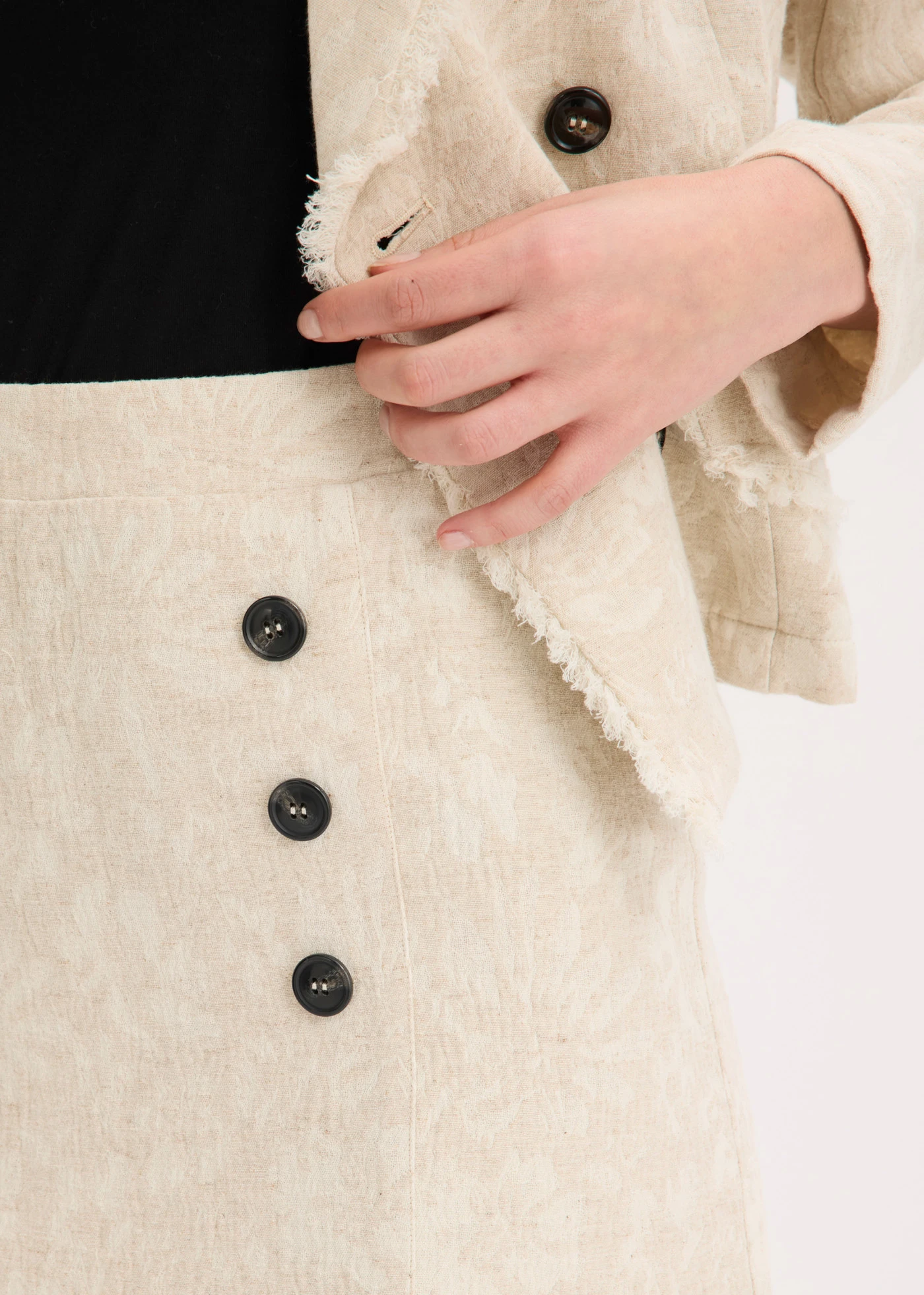 Rok van katoenjacquard met linnen • lichtsand gebloemd • bonprix online shop