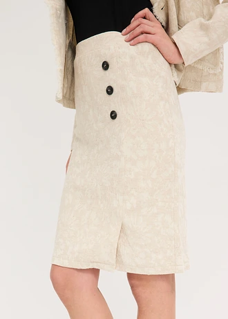 Rok van katoenjacquard met linnen • lichtsand gebloemd • bonprix online shop