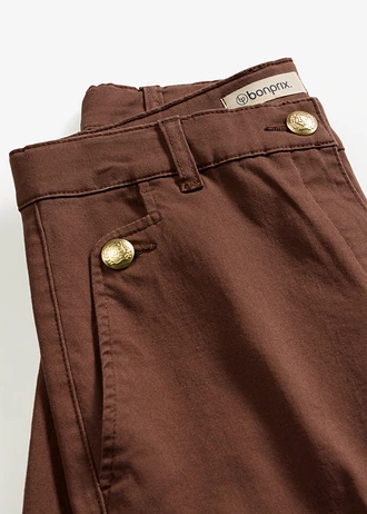Bermudashort met wijde pijpen van elastisch twill • bruin • bonprix online shop