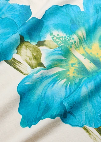 Shirt van puur biologisch katoen • wolwit-blauwpetrol gebloemd • bonprix online shop