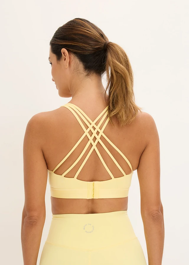 Sportbh met racerback en lichte steun, Kleur: lichtgeel