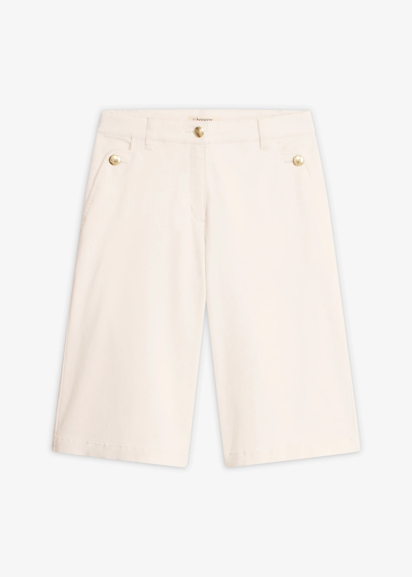 Wide Leg bermuda elasztikus twill anyagból • gyapjúfehér • bonprix áruház