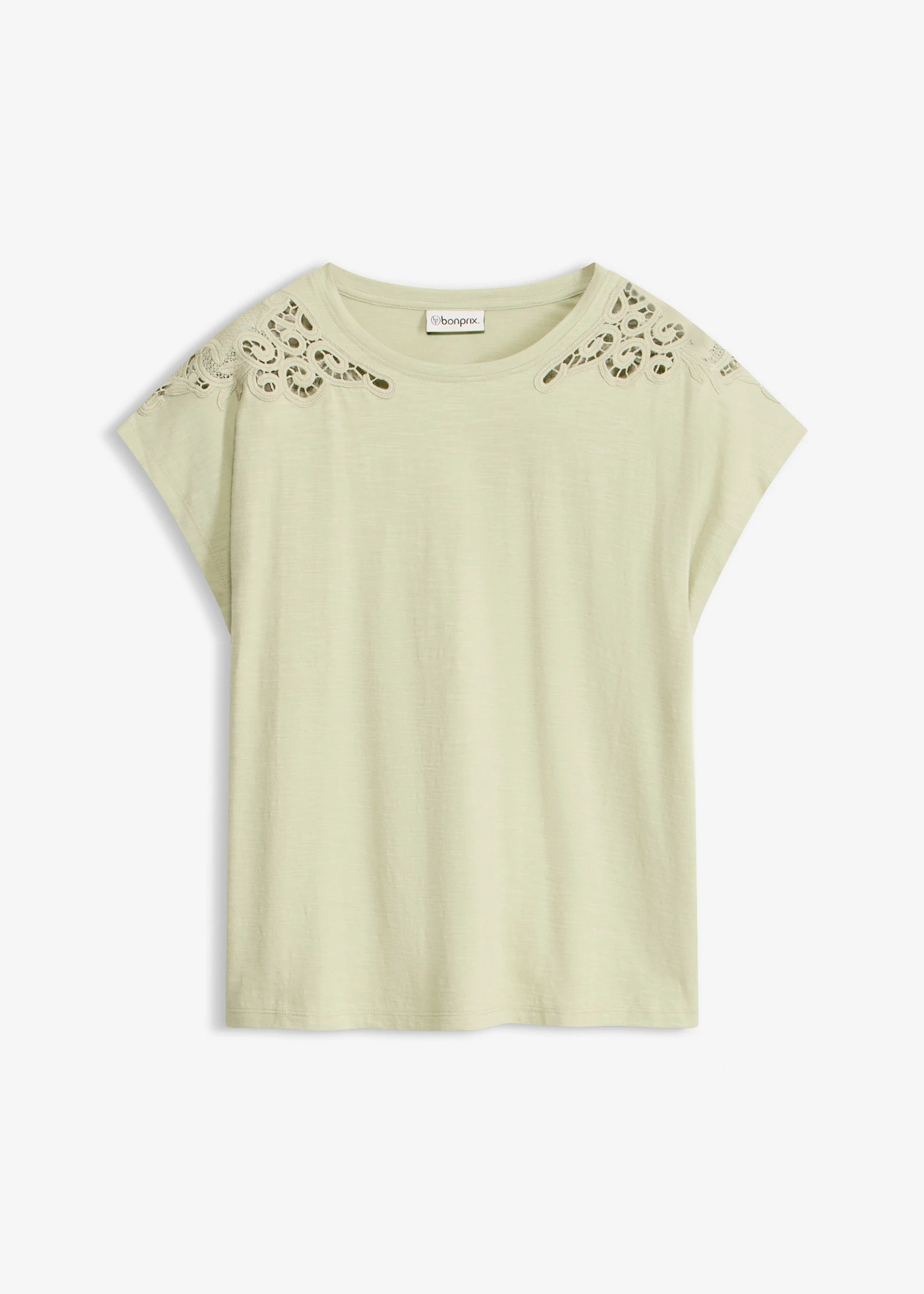 T-shirt avec détails au crochet • vert pâle • Boutique bonprix