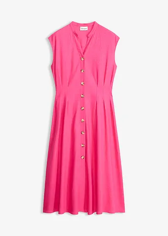Robe midi légère en lin mélangé, Couleur: fuchsia