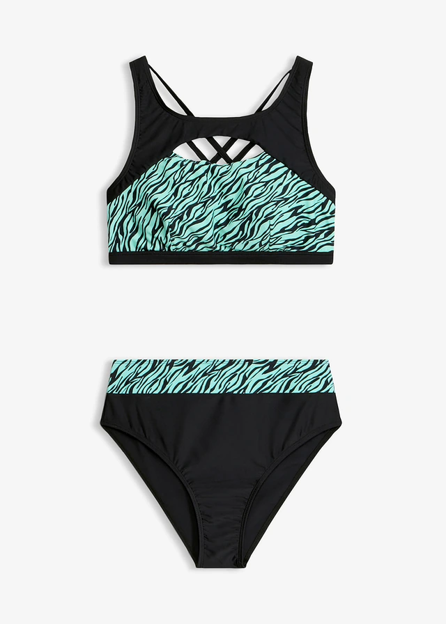 Costum de baie cu bustieră cu decupaj (set/2 piese)