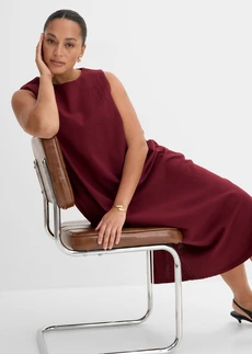 Długa sukienka z wpuszczanymi kieszeniami, z mieszanki wiskozy • czerwony klonowy plus size • sklep bonprix