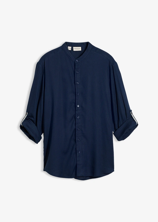 Chemise manches longues en matière fraîche et légère • bleu foncé • Boutique bonprix