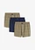 Wijde boxershort (set van 3), Kleur: donkerblauw+olijfgroen