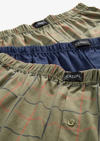 Wijde boxershort (set van 3) • donkerblauw+olijfgroen • bonprix online shop