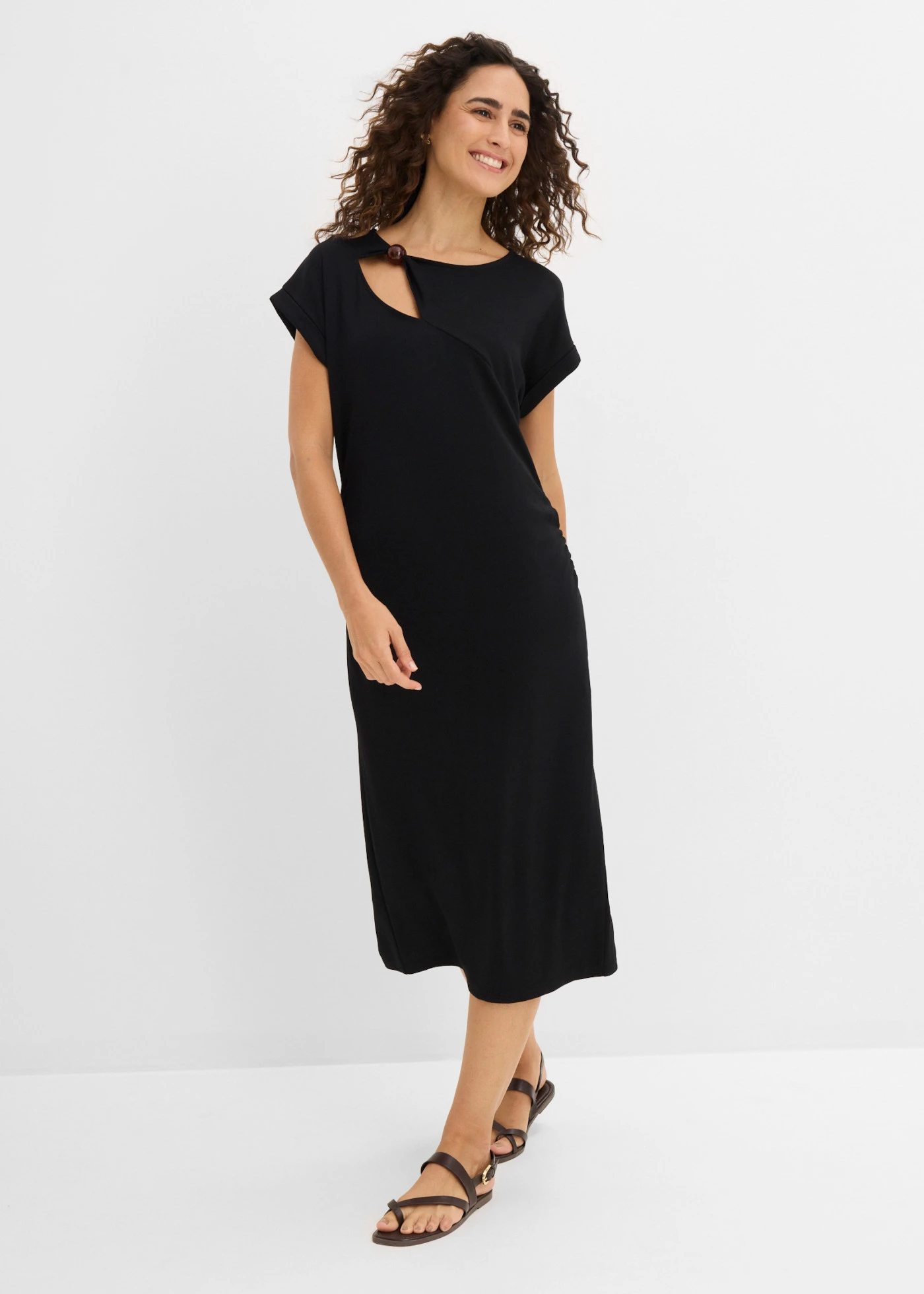 Rochie din jerse tip Punto di Roma • negru • magazin bonprix