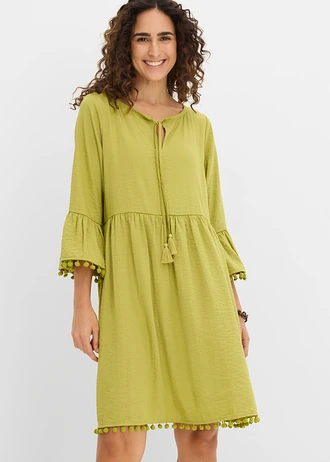 Robe fluide en viscose mélangée, Couleur: vert cactus