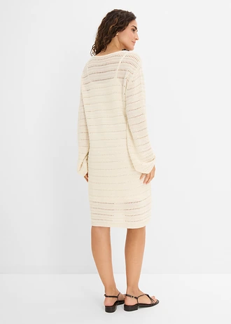 Gebreide mini jurk, Kleur: wolwit