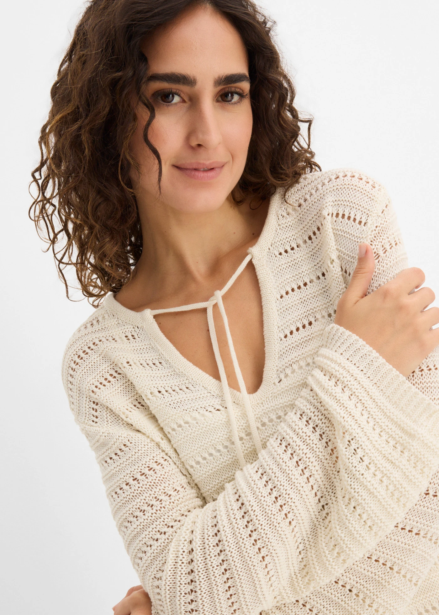 Robe courte en maille • ecru • Boutique bonprix