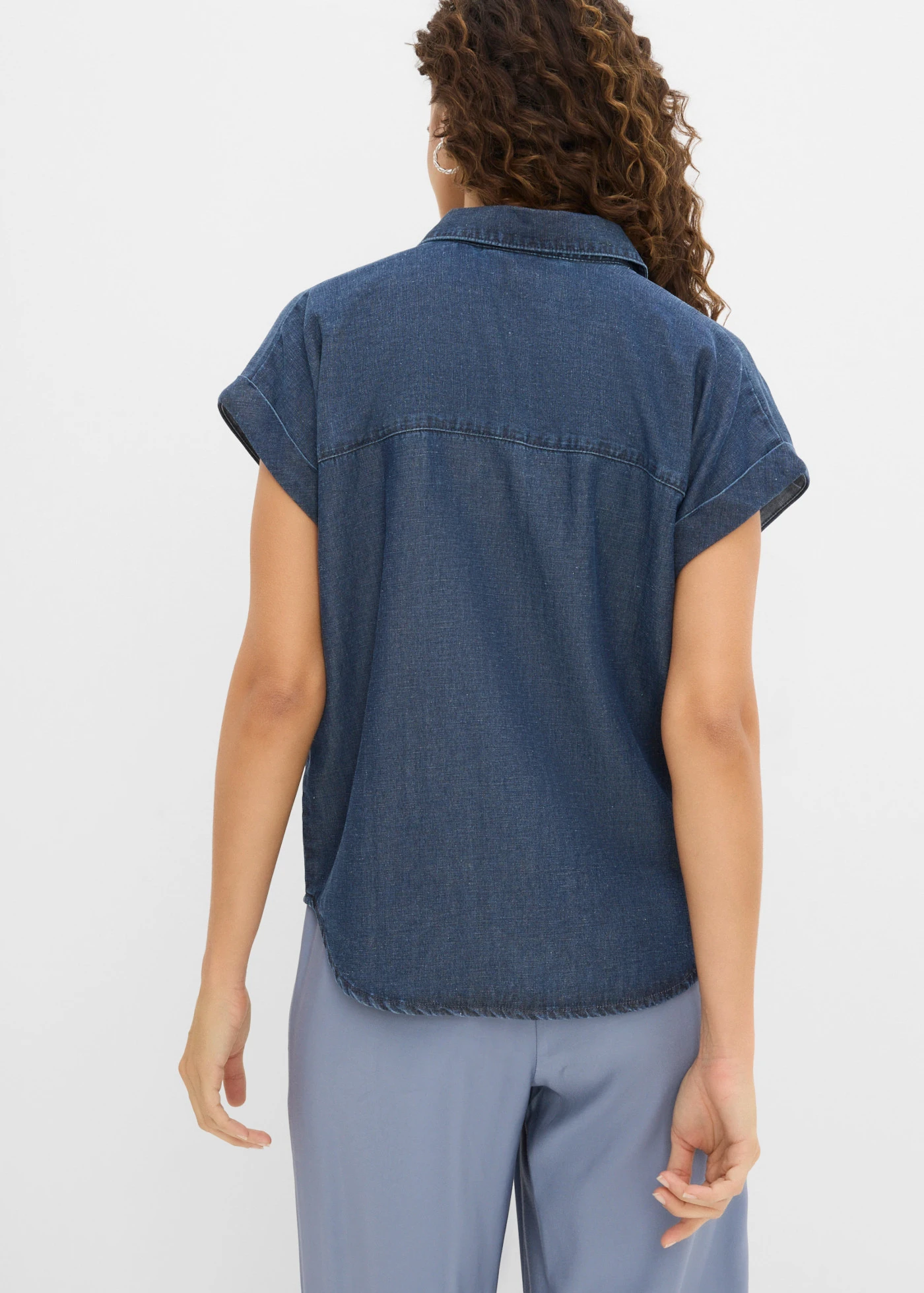 Chemise manches courtes en jean avec lin • bleu foncé denim • product-page.page-title-suffix