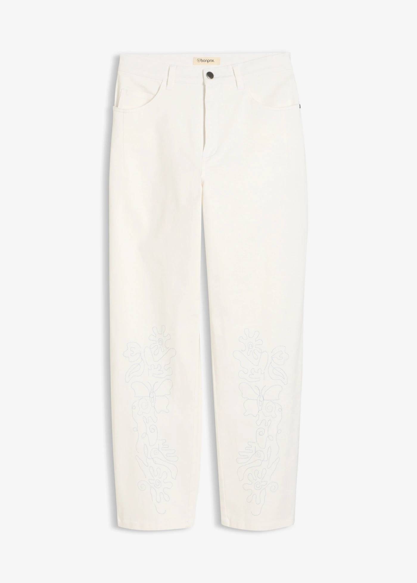 Barrelbroek met comfortabele tailleband • wolwit-poederblauw, andere kleuren • bonprix online shop
